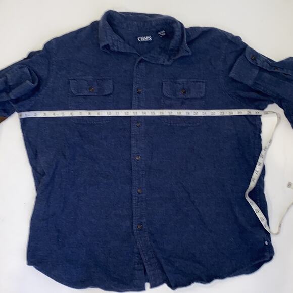 Chaps Blue Chambray Flannel Button Down Long Sleeve Men’s Shirt EUC Sz 2XLT - Picture 7 of 11